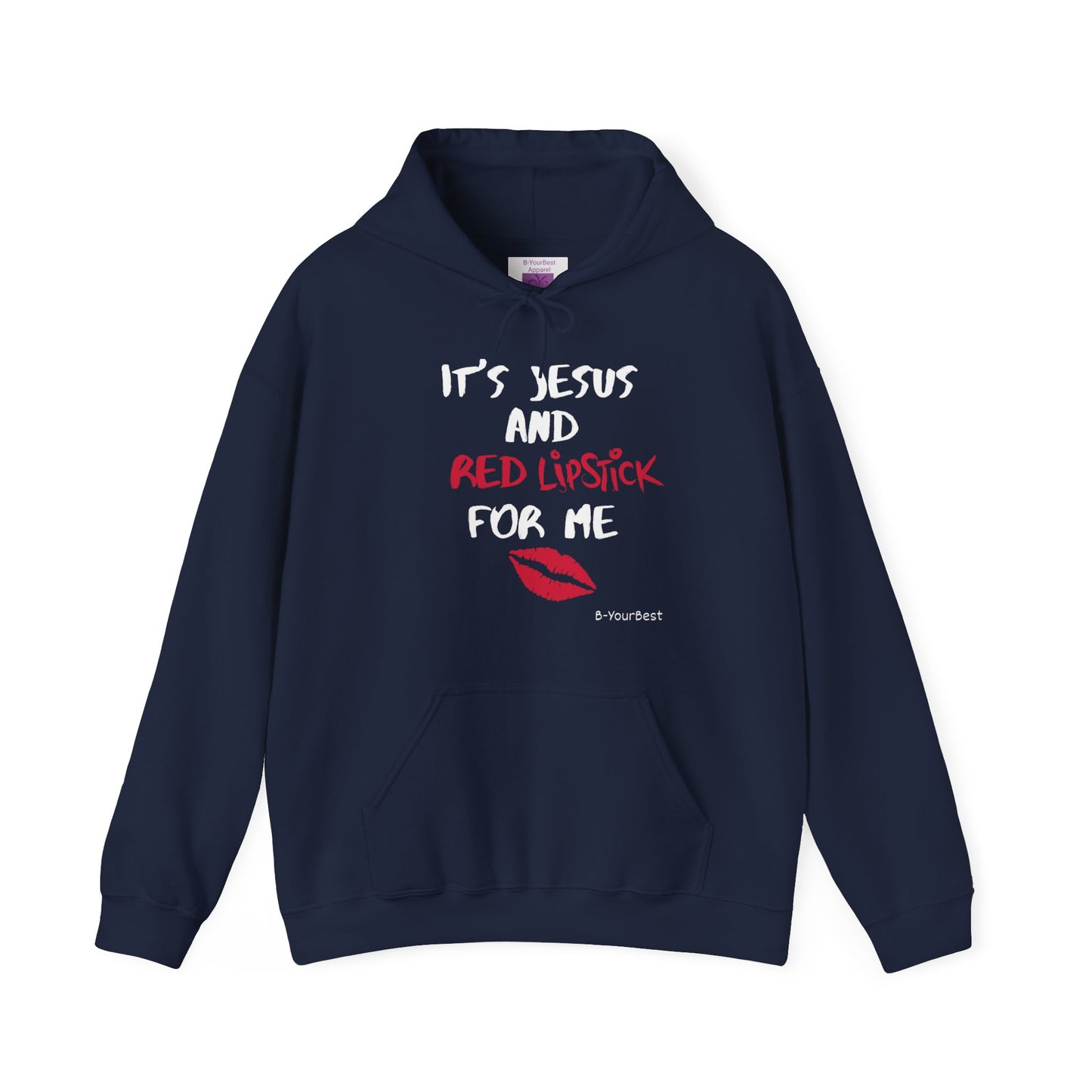 Jesus & Red Lipstick Hoodie - (RED & WHITE LTRS)