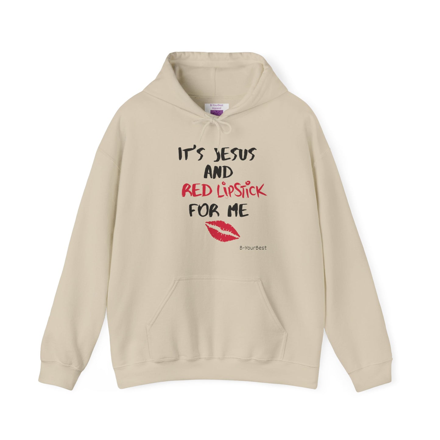 Jesus & Red Lipstick Hoodie - (RED & BLK LTRS)