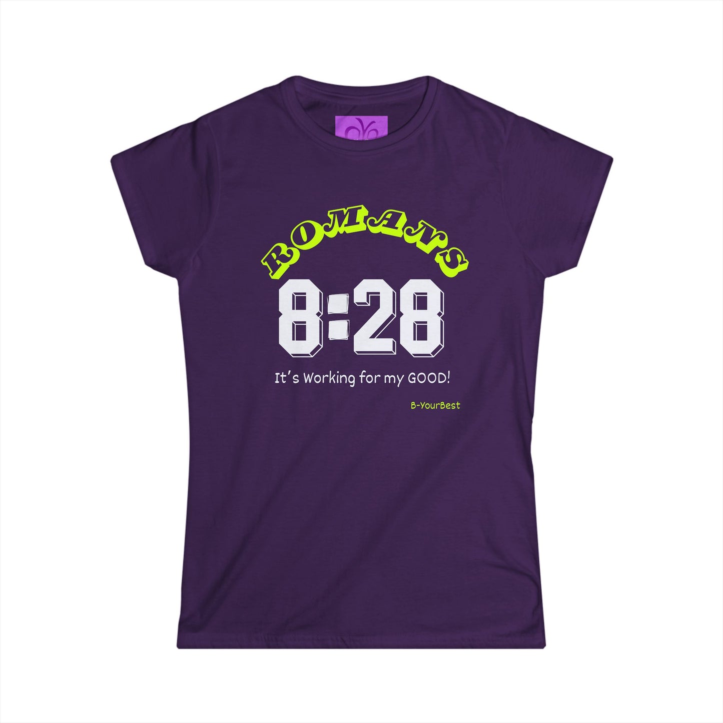 Romans 8:28 Design Women's Softstyle Tee
