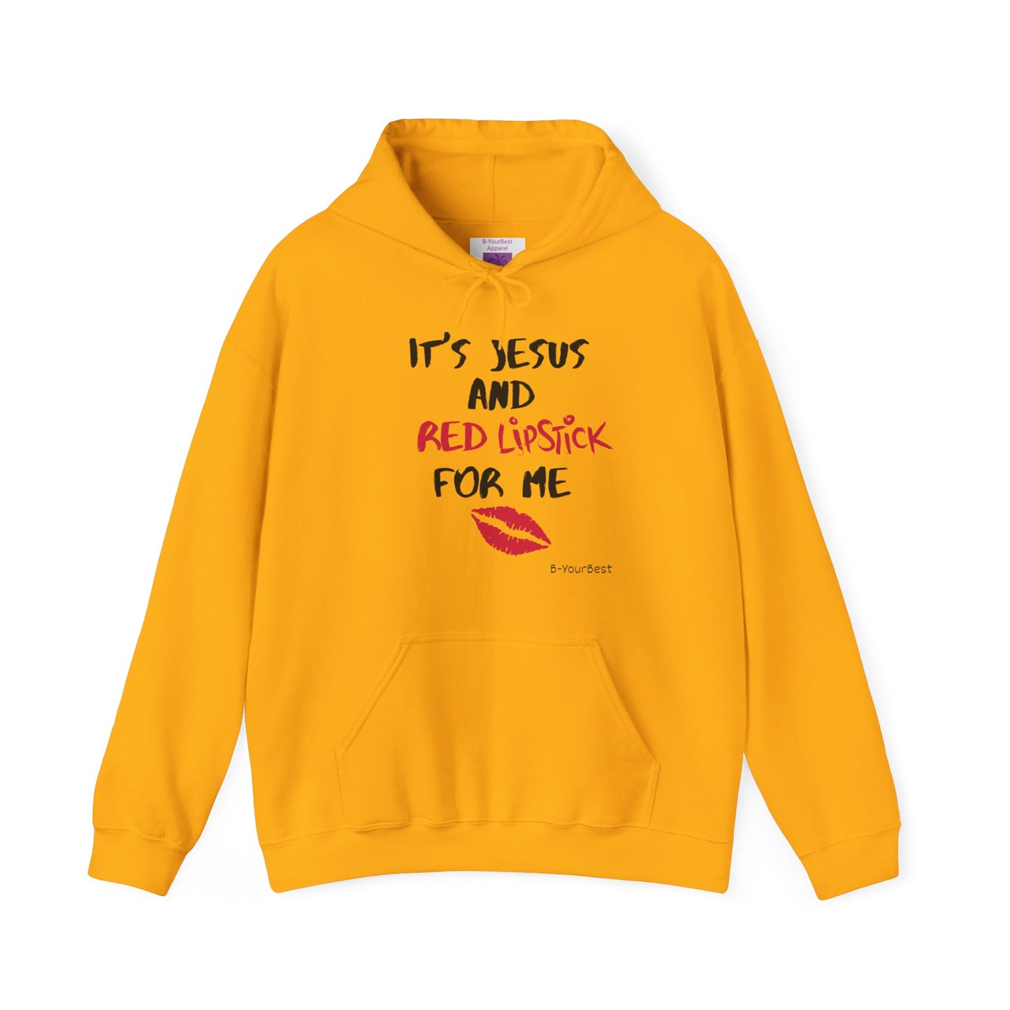 Jesus & Red Lipstick Hoodie - (RED & BLK LTRS)