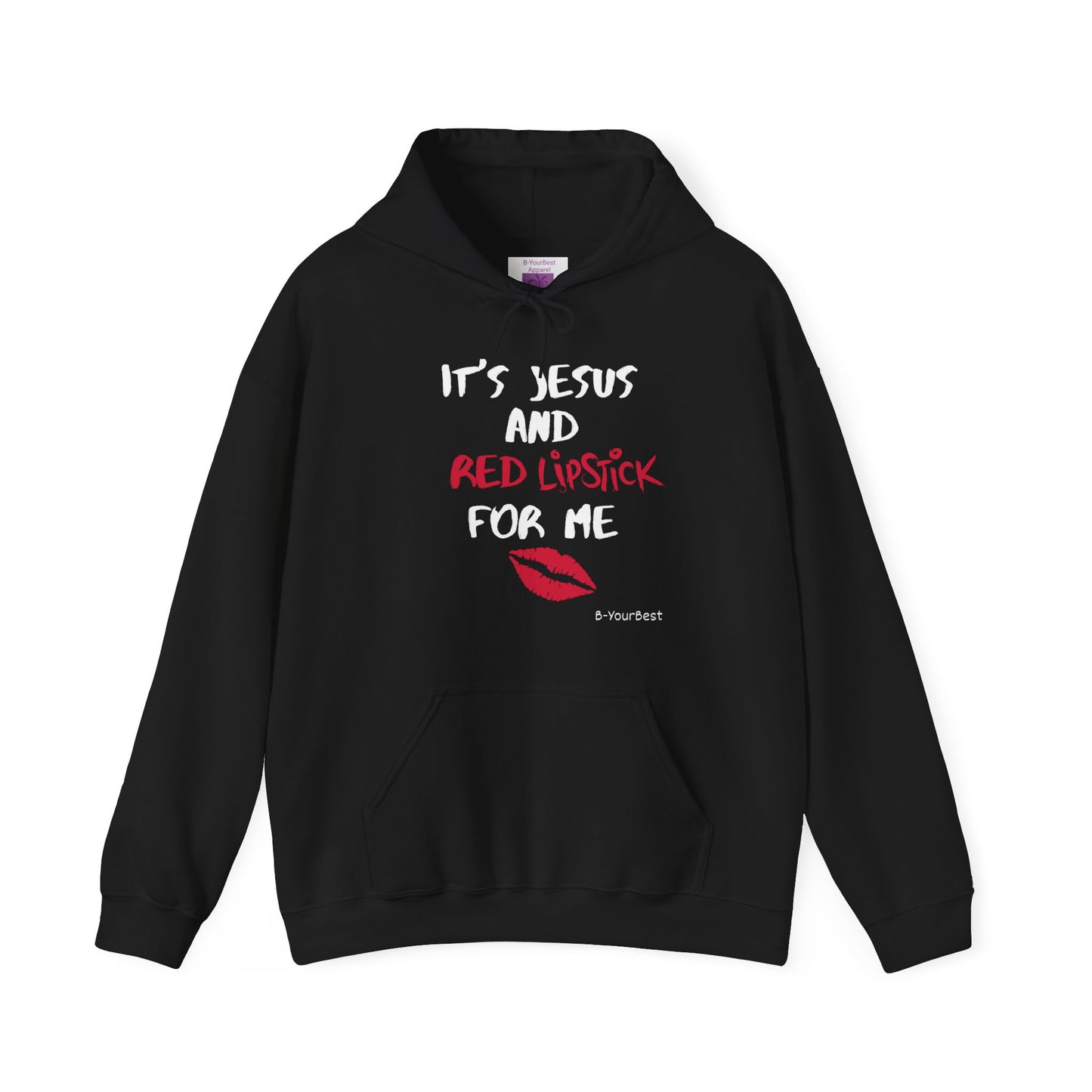 Jesus & Red Lipstick Hoodie - (RED & WHITE LTRS)