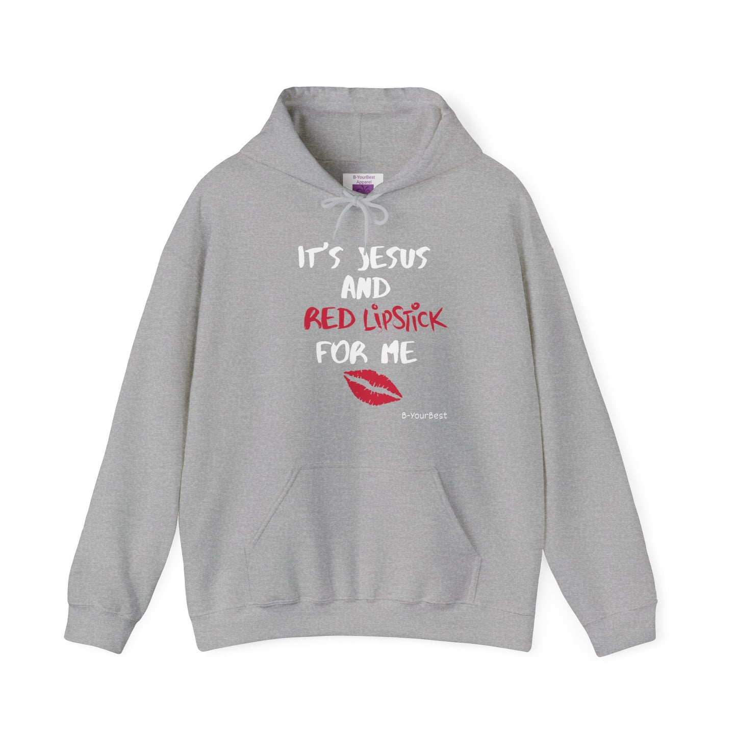 Jesus & Red Lipstick Hoodie - (RED & WHITE LTRS)