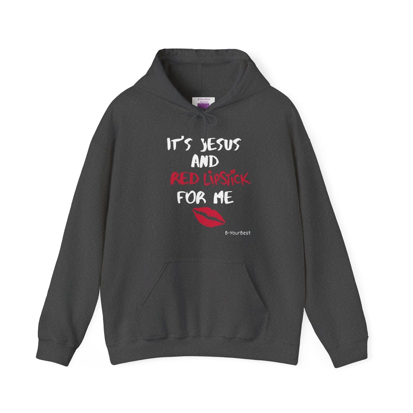 Jesus & Red Lipstick Hoodie - (RED & WHITE LTRS)