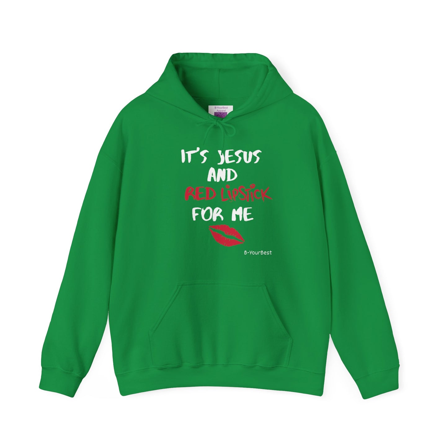 Jesus & Red Lipstick Hoodie - (RED & WHITE LTRS)