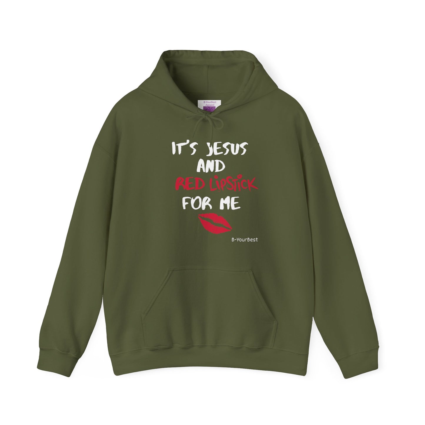 Jesus & Red Lipstick Hoodie - (RED & WHITE LTRS)