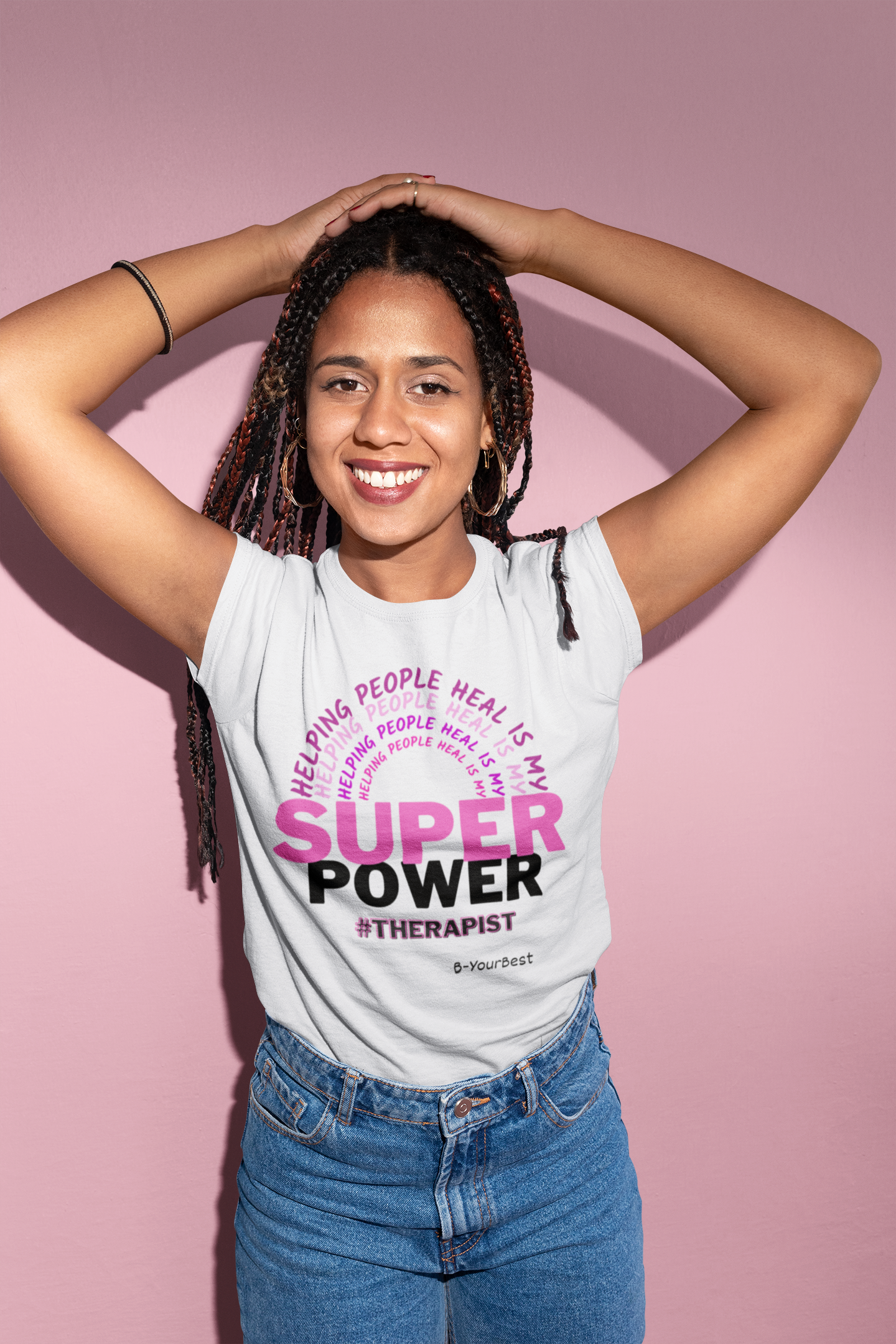 Super Power - (PINK & BLK LTRS) Tee
