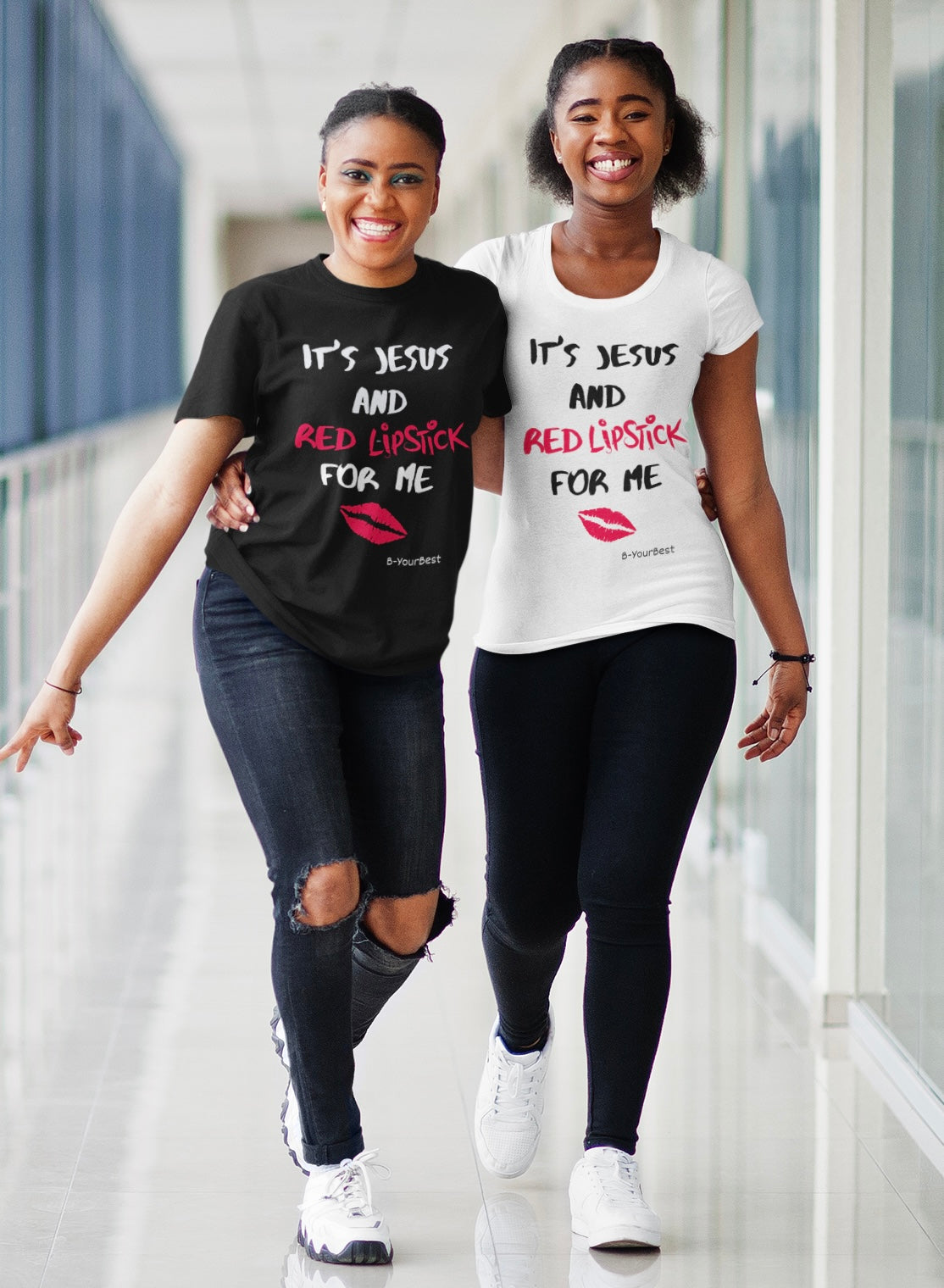 Jesus & Red Lipstick (WHITE & RED LTRS) Tee